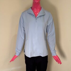 Mandala Light Blue Zip Scrub Jacket Size S